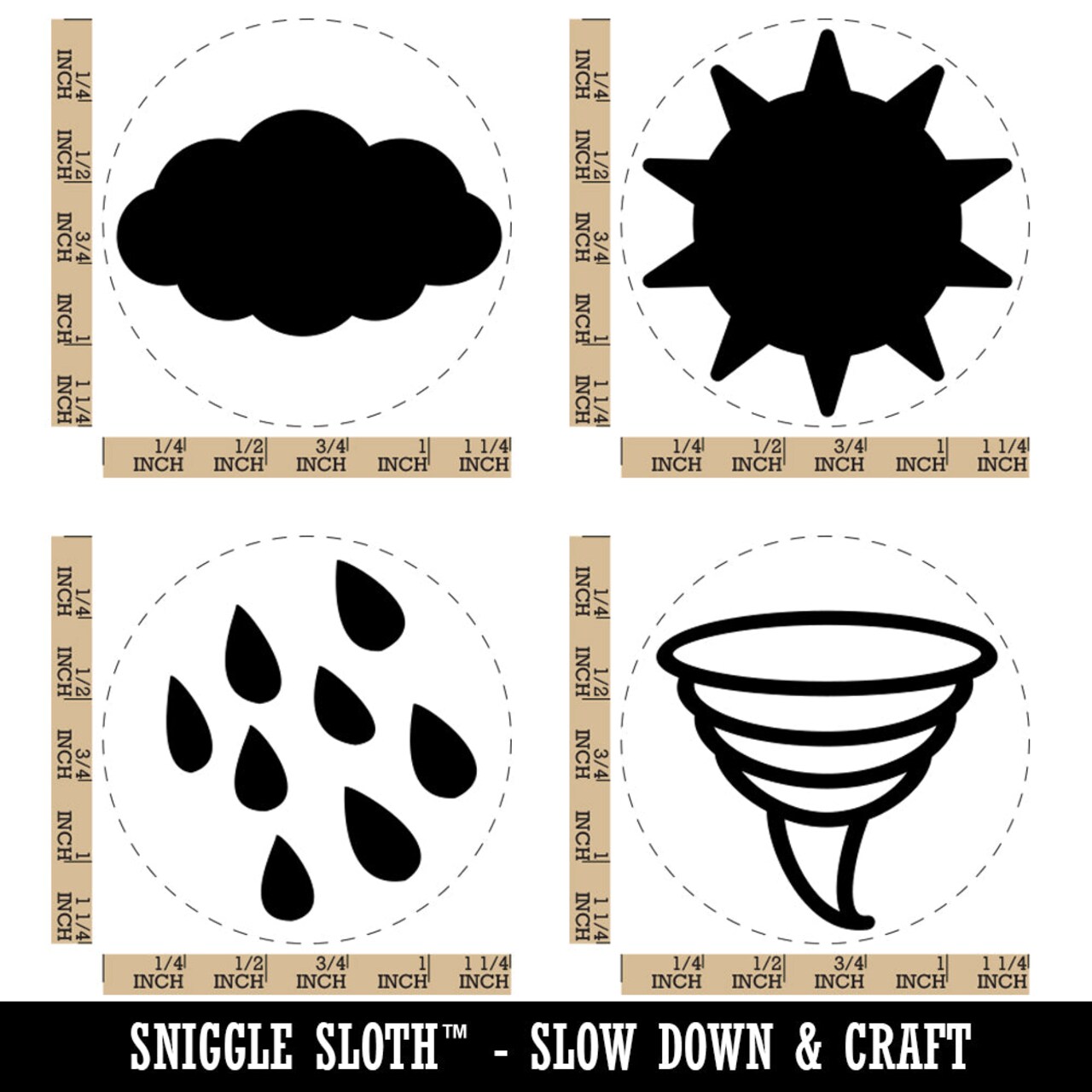 Weather Sun Cloud Tornado Rain Shower Rubber Stamp Set for Stamping Crafting Planners